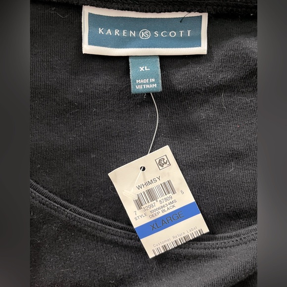 Karen Scott Women's Embellished Christmas Shells Tree Top Deep Black Size XL - Picture 7 of 9